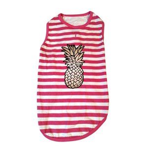 Hotel Doggy Dog Large Pink Striped Pineapple Tank New with Tags